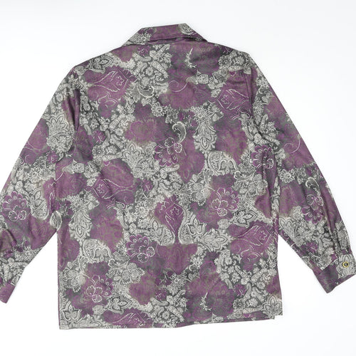 Damart Womens Purple Paisley Polyester Basic Blouse Size 18 Collared