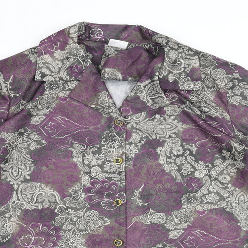 Damart Womens Purple Paisley Polyester Basic Blouse Size 18 Collared