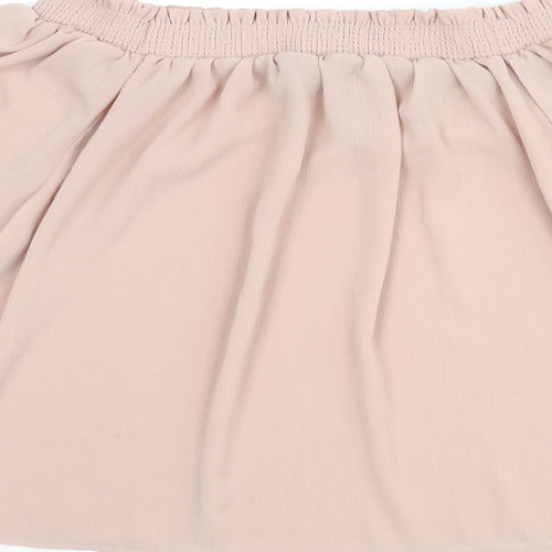 New Look Womens Pink Polyester Basic Blouse Size 14 Boat Neck - Rouched