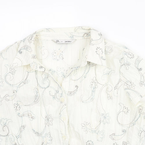 BHS Womens Ivory Geometric Polyester Basic Blouse Size 18 Collared - Embroidered
