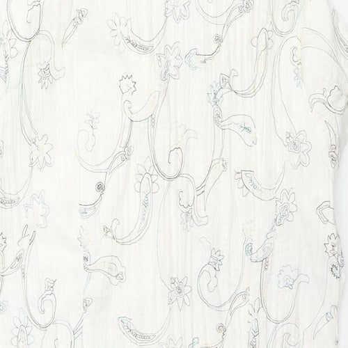 BHS Womens Ivory Geometric Polyester Basic Blouse Size 18 Collared - Embroidered