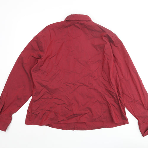 Marks and Spencer Womens Red Cotton Basic Button-Up Size 20 Collared