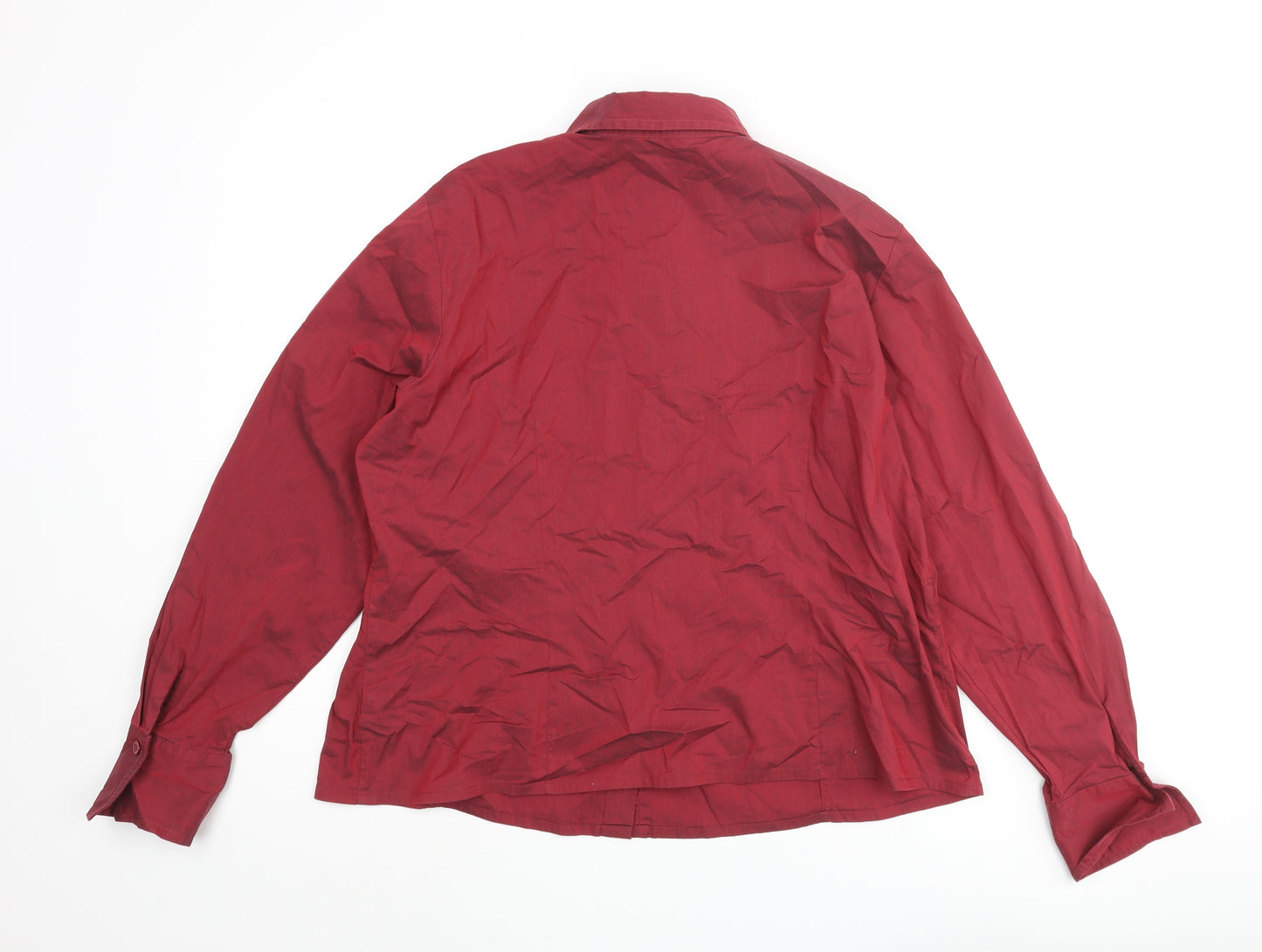Marks and Spencer Womens Red Cotton Basic Button-Up Size 20 Collared