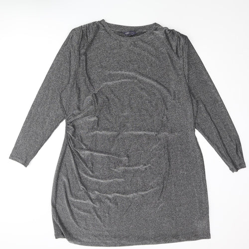 Marks and Spencer Womens Silver Polyamide Mini Size 24 Round Neck Pullover - Rouched