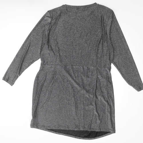 Marks and Spencer Womens Silver Polyamide Mini Size 24 Round Neck Pullover - Rouched
