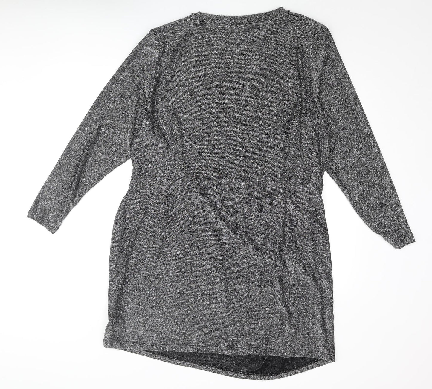Marks and Spencer Womens Silver Polyamide Mini Size 24 Round Neck Pullover - Rouched