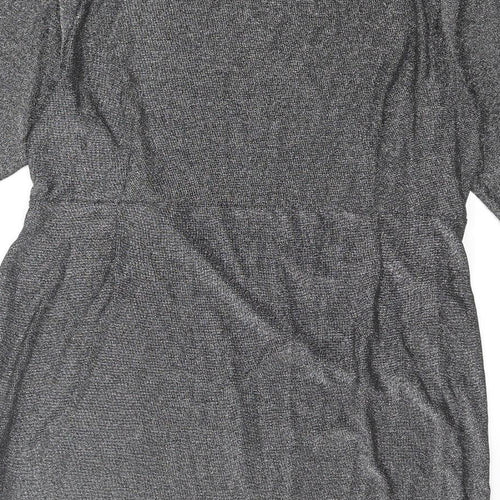 Marks and Spencer Womens Silver Polyamide Mini Size 24 Round Neck Pullover - Rouched