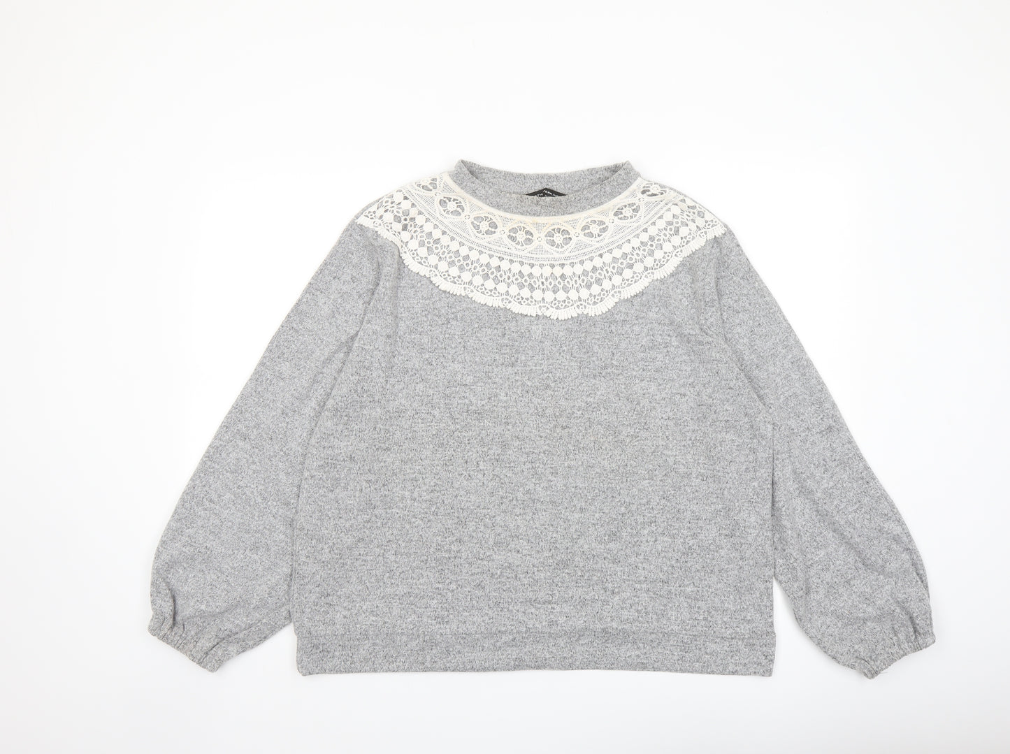 Dorothy Perkins Womens Grey Crew Neck Polyester Pullover Jumper Size 16