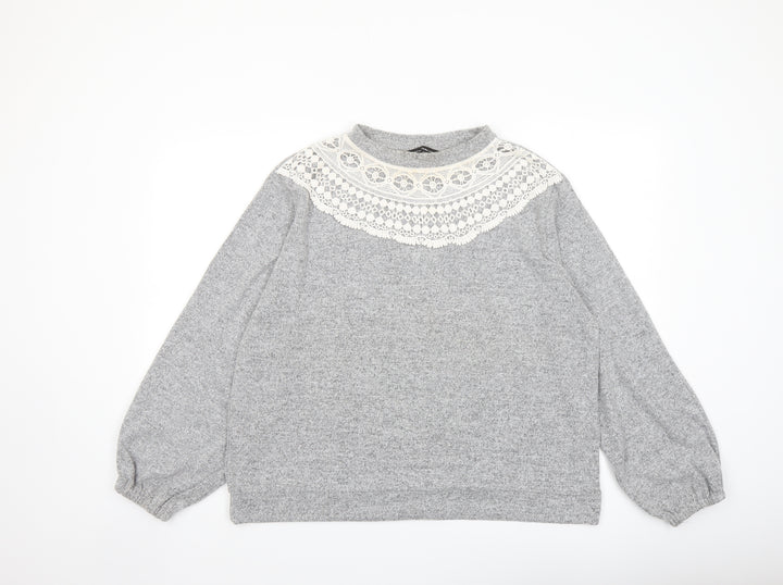 Dorothy Perkins Womens Grey Crew Neck Polyester Pullover Jumper Size 16