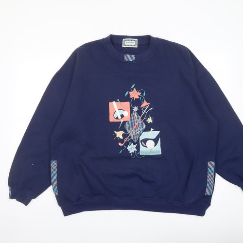 Allice Collins Womens Blue Polyester Pullover Sweatshirt Size L Pullover