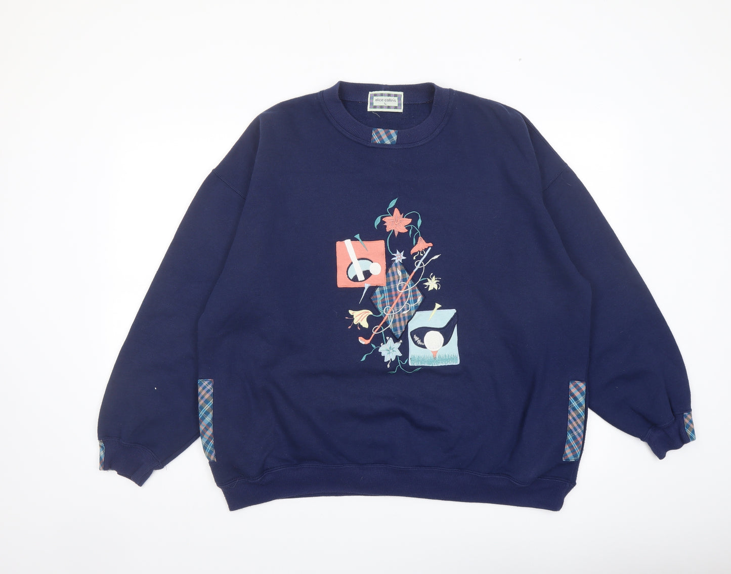 Allice Collins Womens Blue Polyester Pullover Sweatshirt Size L Pullover