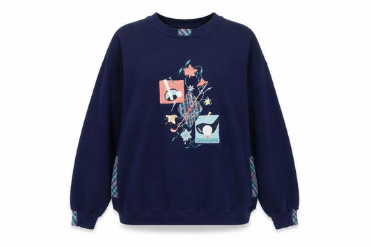 Front view of Allice Collins women’s blue polyester pullover sweatshirt, size L, pullover