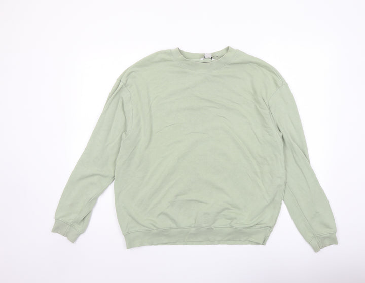 Monki Womens Green Cotton Pullover Sweatshirt Size S Pullover