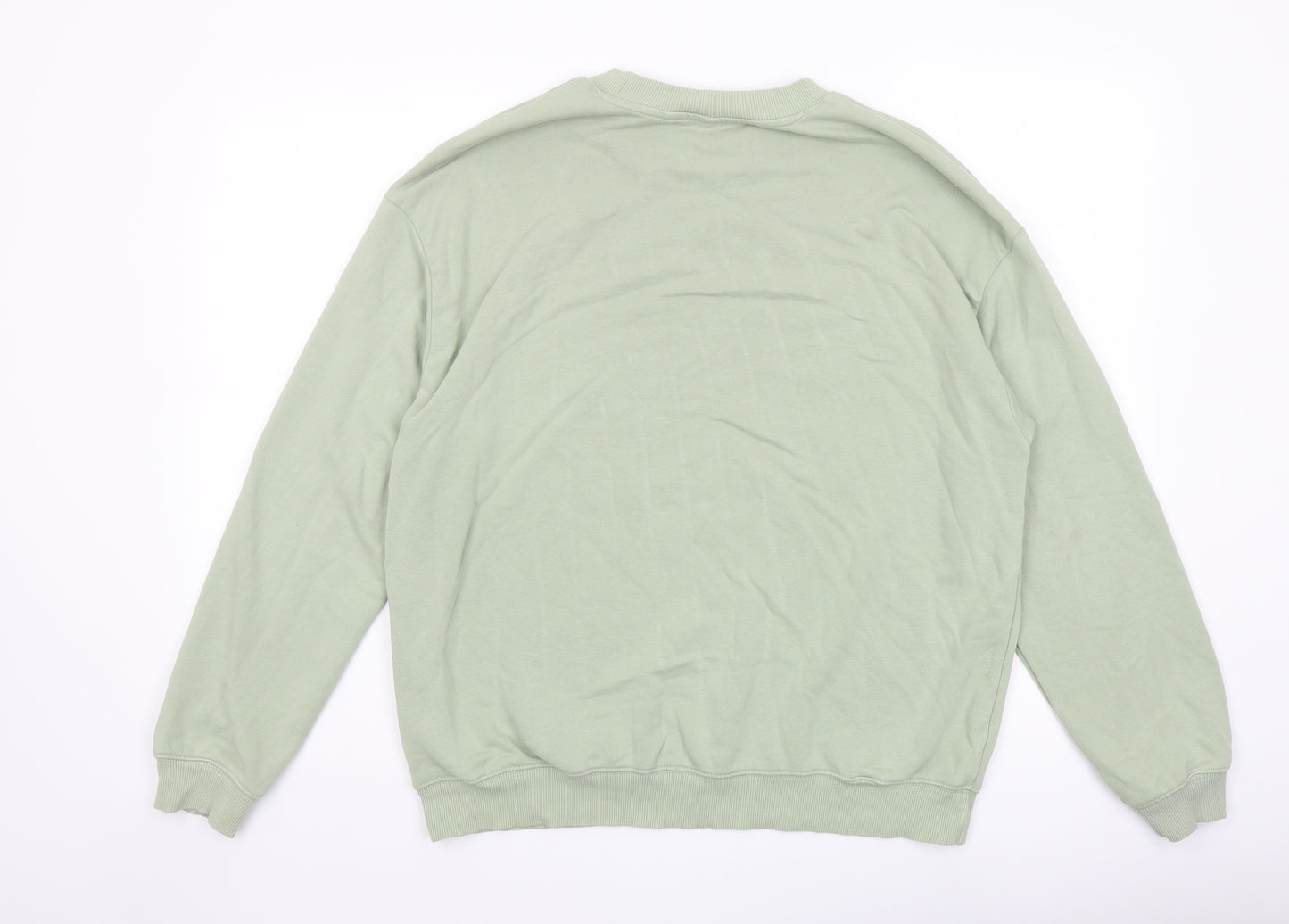 Monki Womens Green Cotton Pullover Sweatshirt Size S Pullover