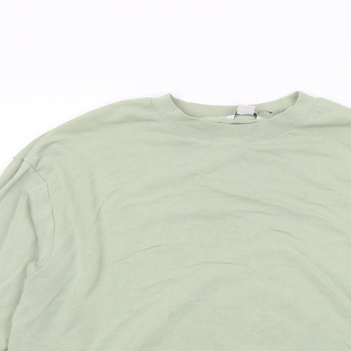 Monki Womens Green Cotton Pullover Sweatshirt Size S Pullover