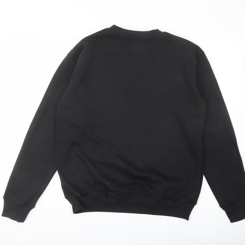 PRETTYLITTLETHING Mens Black Cotton Pullover Sweatshirt Size S