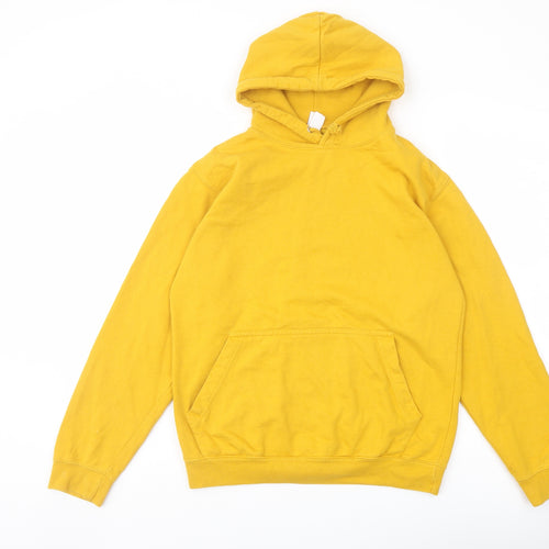 Just Hoods Womens Yellow Cotton Pullover Hoodie Size S Pullover