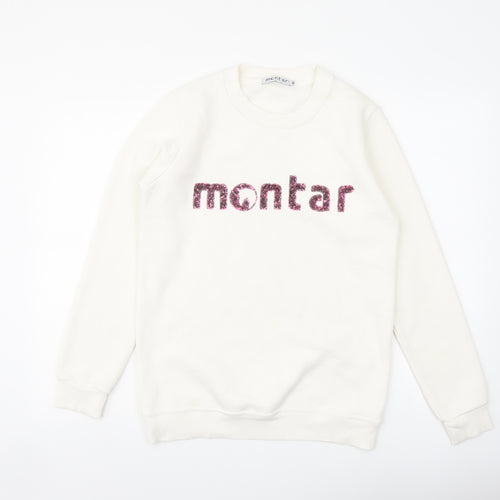 Montar Womens Ivory Cotton Pullover Sweatshirt Size M Pullover