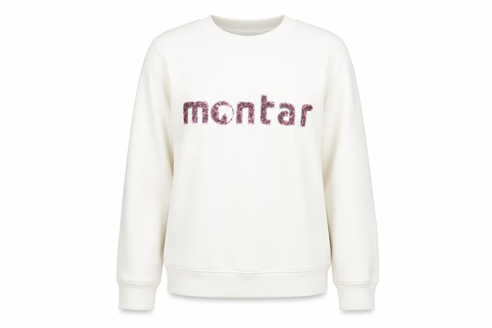 Front view of Montar women’s ivory cotton pullover sweatshirt, size M, pullover