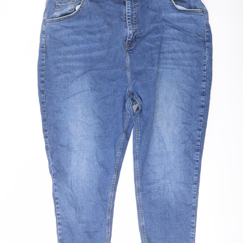 Topshop Womens Blue Cotton Cropped Jeans Size 36 in L21 in Regular Button