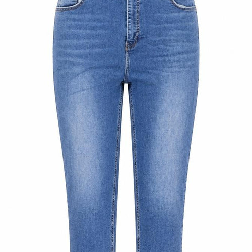 Topshop Womens Blue Cotton Cropped Jeans Size 36 in L21 in Regular Button