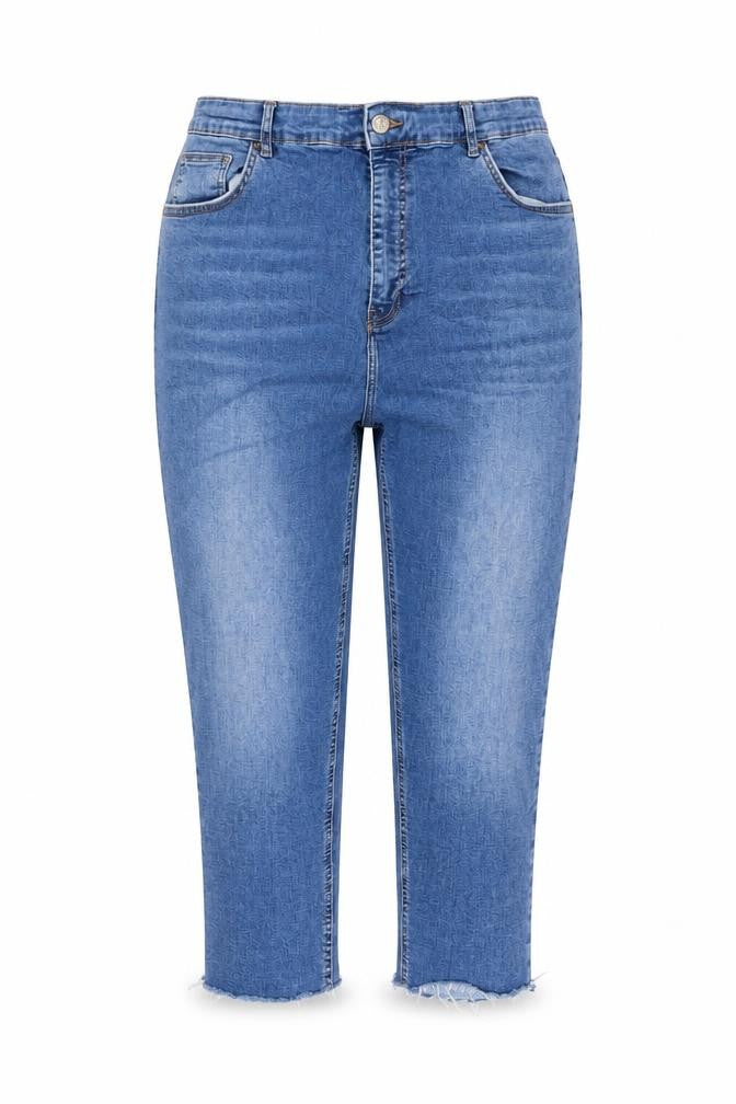 Topshop Womens Blue Cotton Cropped Jeans Size 36 in L21 in Regular Button