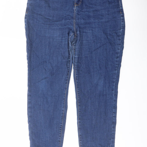 TU Womens Blue Cotton Straight Jeans Size 14 L25 in Regular Button
