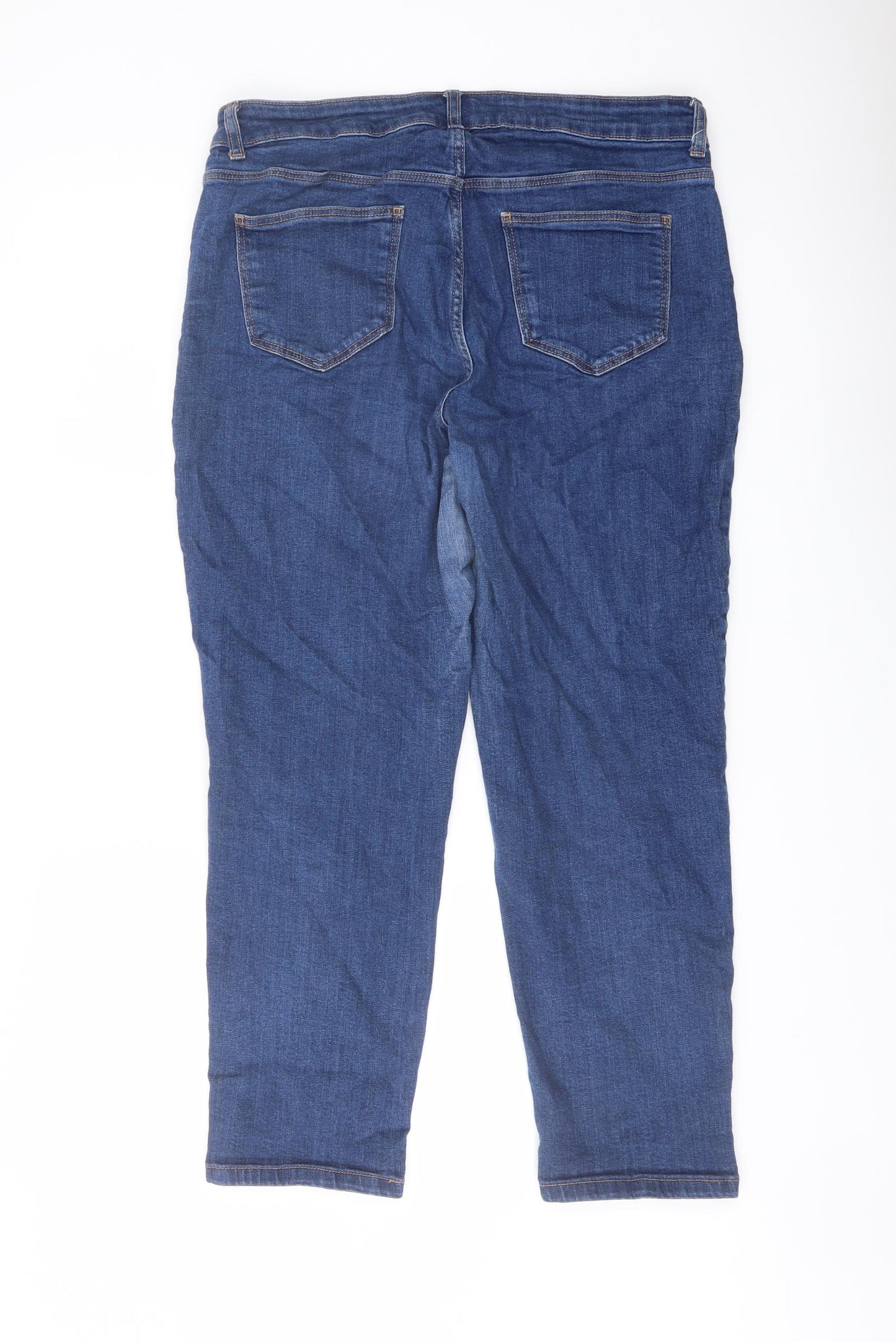 TU Womens Blue Cotton Straight Jeans Size 14 L25 in Regular Button