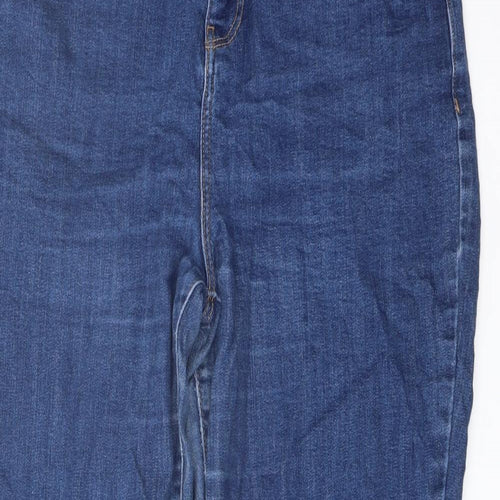 TU Womens Blue Cotton Straight Jeans Size 14 L25 in Regular Button