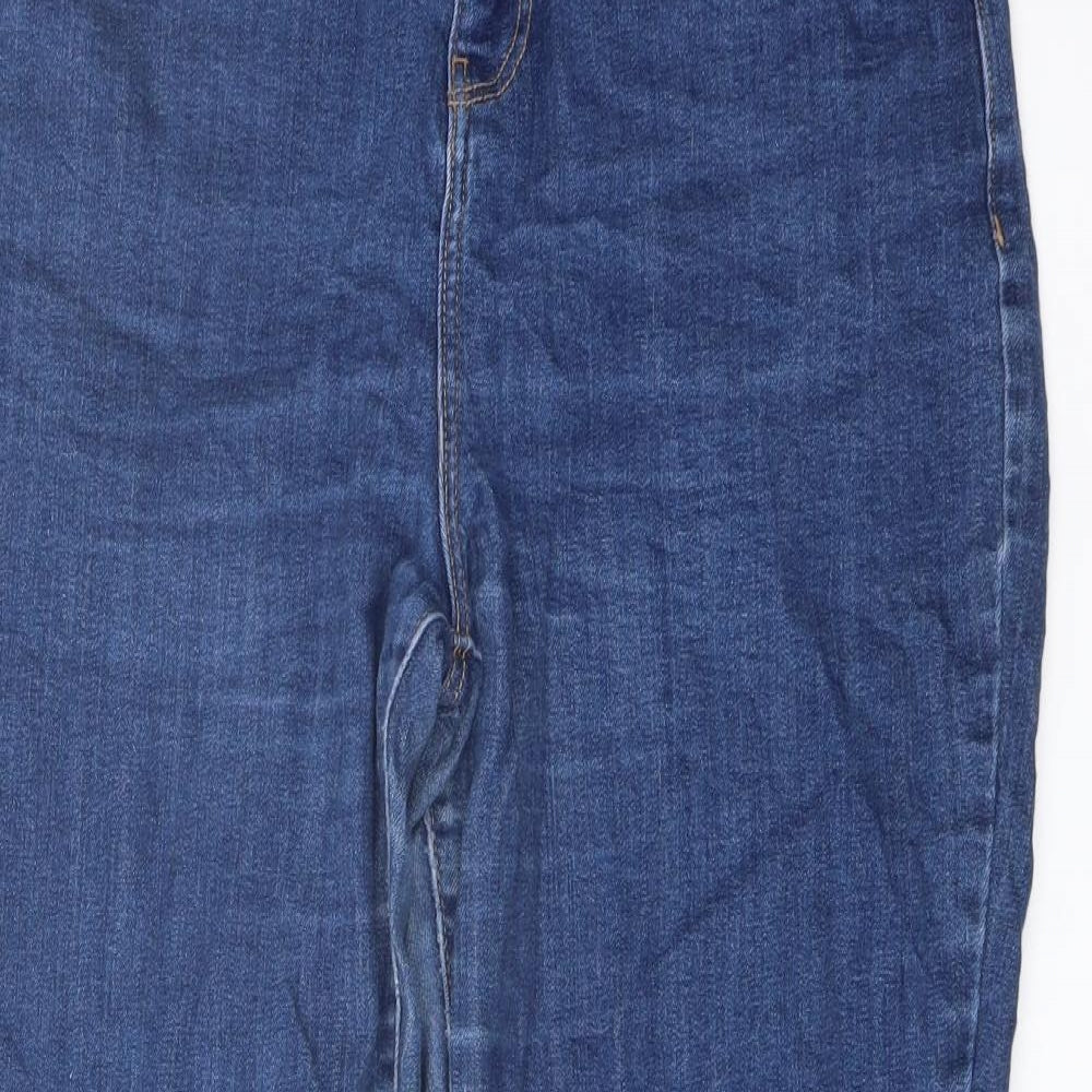 TU Womens Blue Cotton Straight Jeans Size 14 L25 in Regular Button