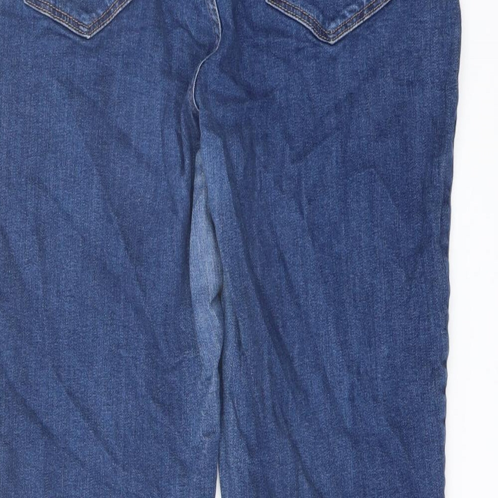 TU Womens Blue Cotton Straight Jeans Size 14 L25 in Regular Button