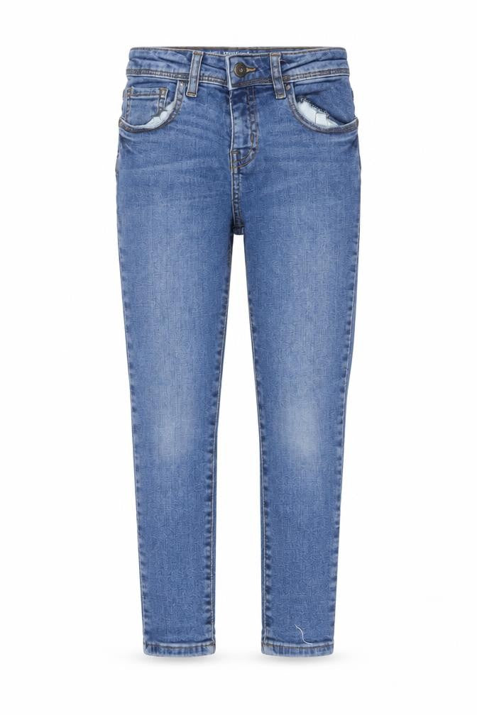 Denim & Co. Girls Blue Polyester Skinny Jeans Size 6-7 Years Regular Button