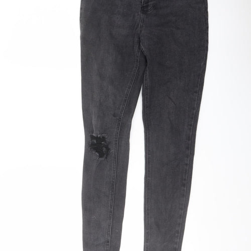 New Look Womens Grey Cotton Skinny Jeans Size 12 L28 in Regular Button