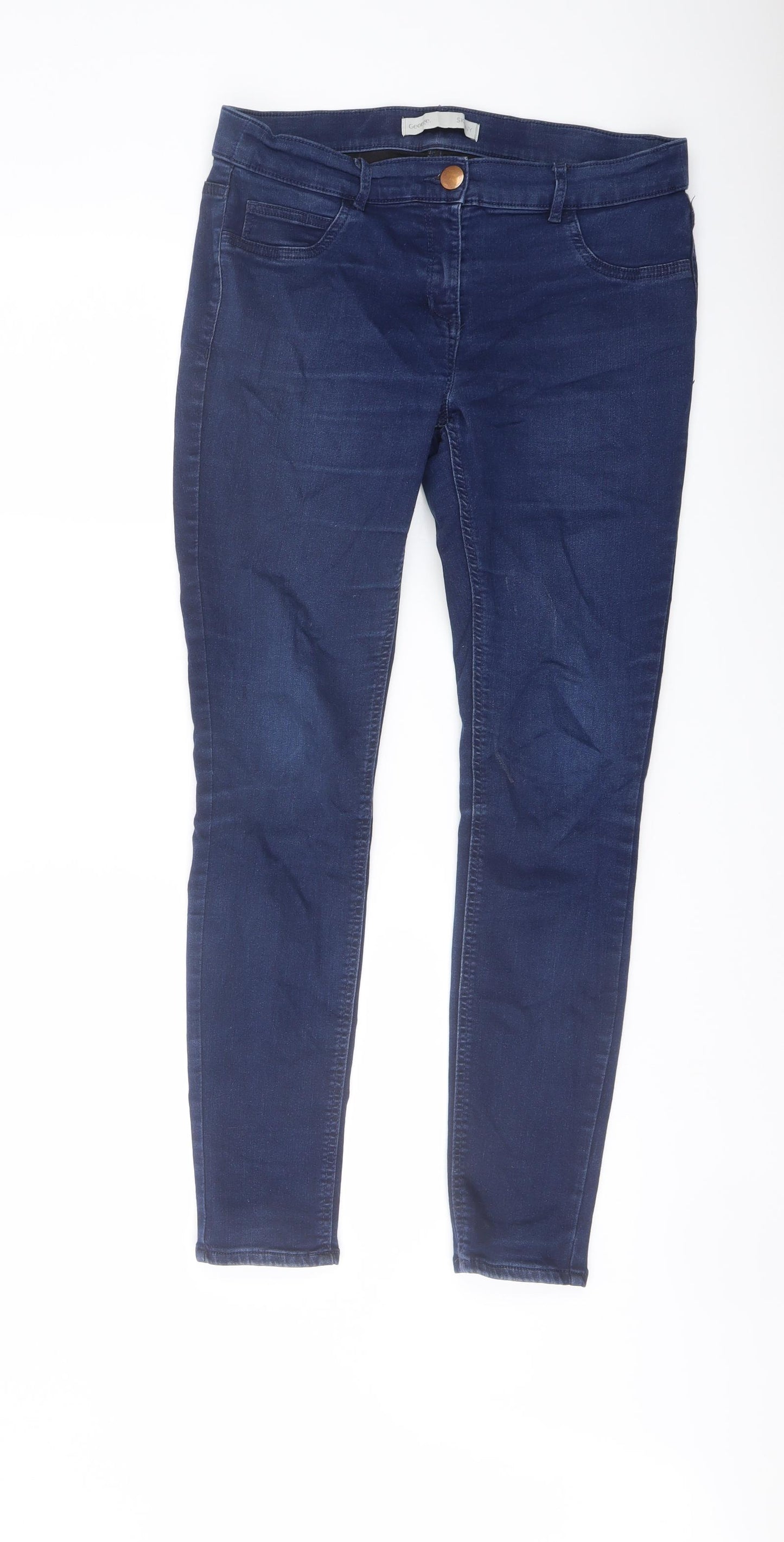 George Womens Blue Cotton Skinny Jeans Size 14 L28 in Regular Button