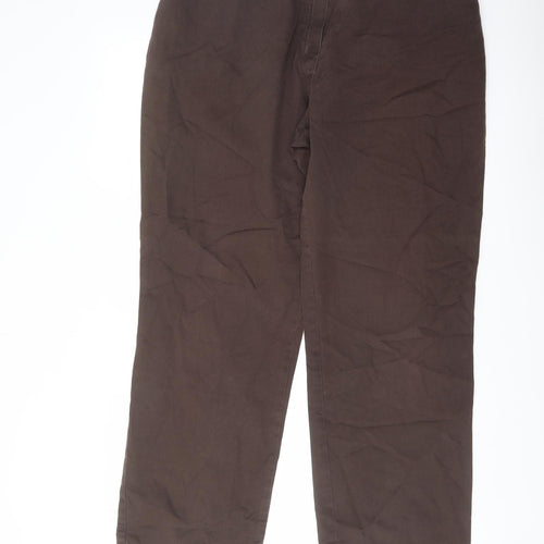 Marks and Spencer Womens Brown Cotton Straight Jeans Size 18 L29 in Regular Button