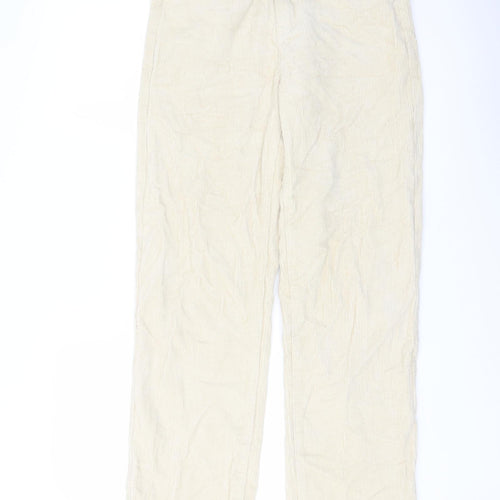 Missguided Womens Beige Cotton Trousers Size 8 L28 in Regular Button