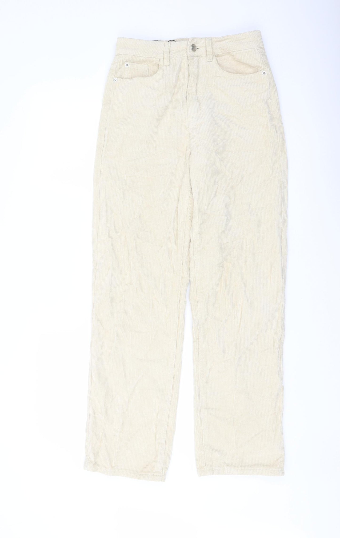 Missguided Womens Beige Cotton Trousers Size 8 L28 in Regular Button