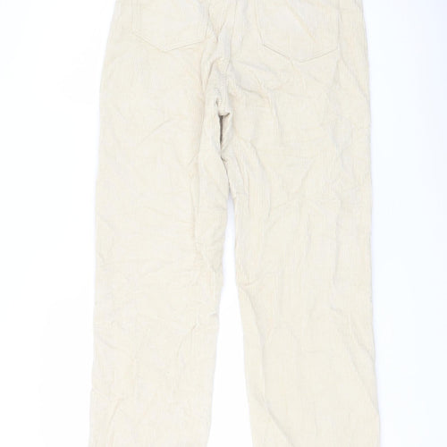 Missguided Womens Beige Cotton Trousers Size 8 L28 in Regular Button
