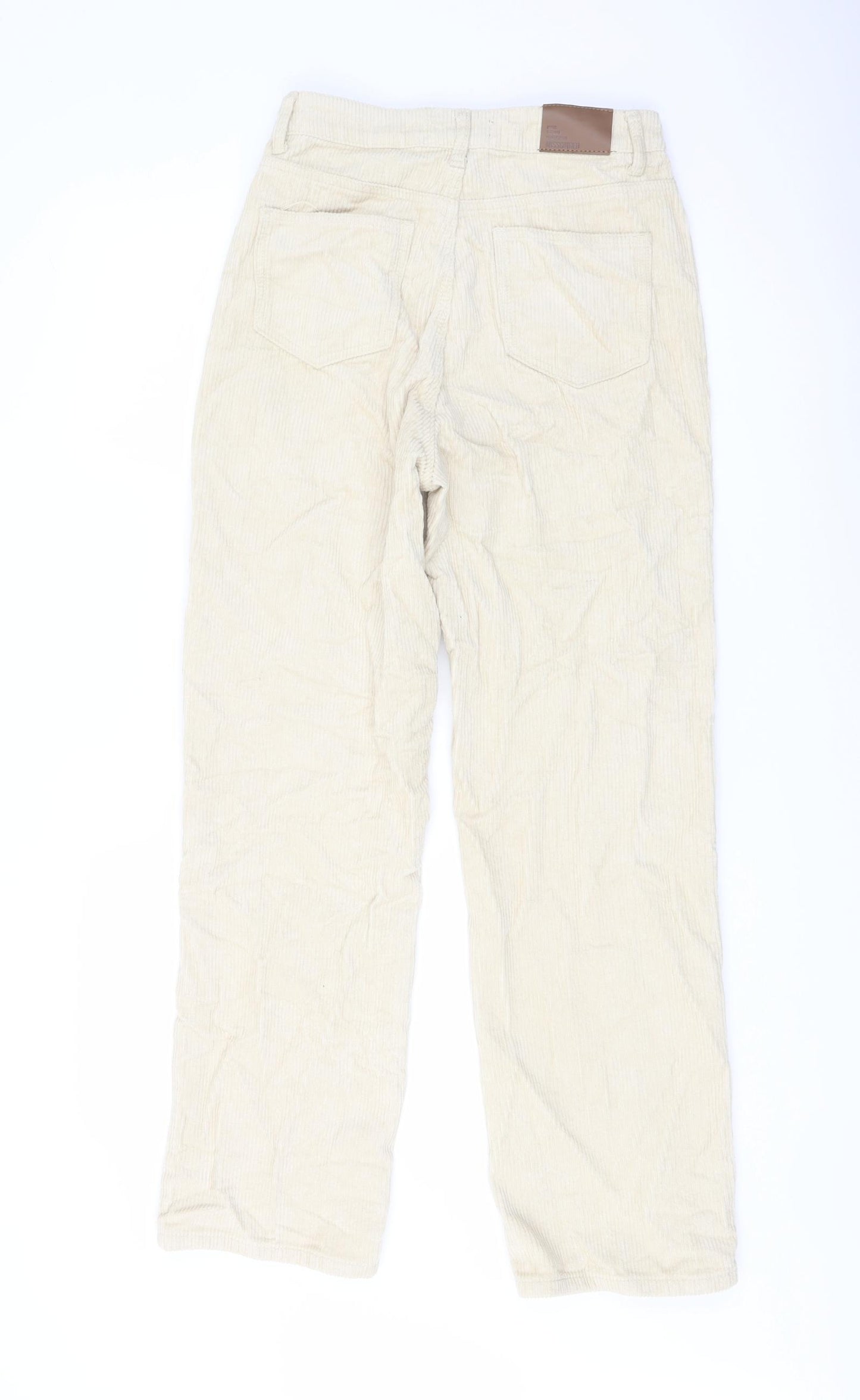 Missguided Womens Beige Cotton Trousers Size 8 L28 in Regular Button