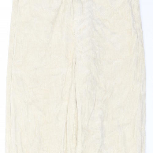 Missguided Womens Beige Cotton Trousers Size 8 L28 in Regular Button