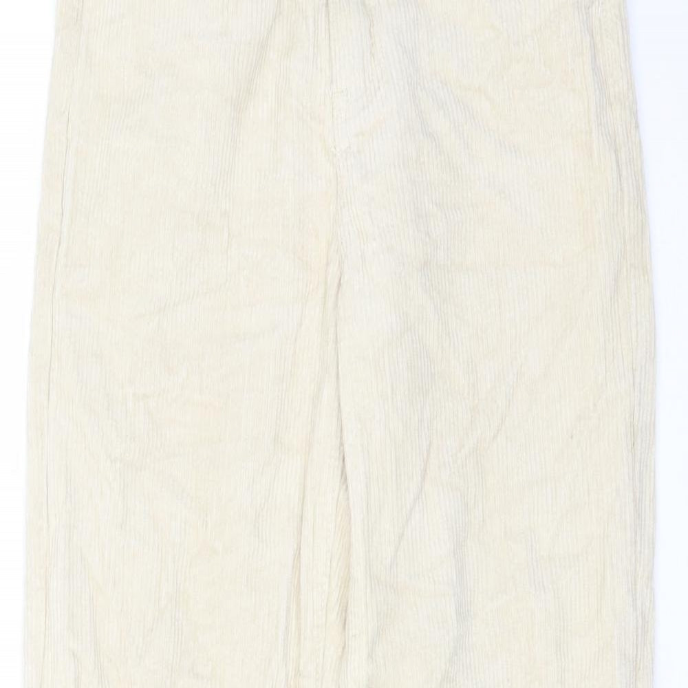 Missguided Womens Beige Cotton Trousers Size 8 L28 in Regular Button