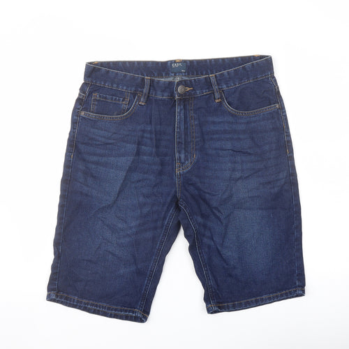 Easy Mens Blue Cotton Bermuda Shorts Size 34 in L12 in Regular Button