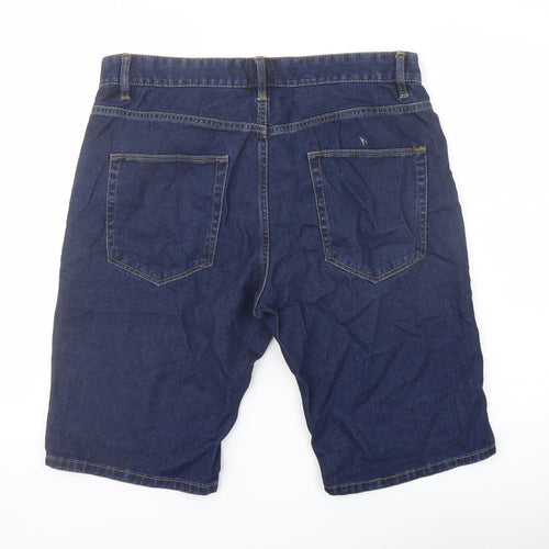 Easy Mens Blue Cotton Bermuda Shorts Size 34 in L12 in Regular Button