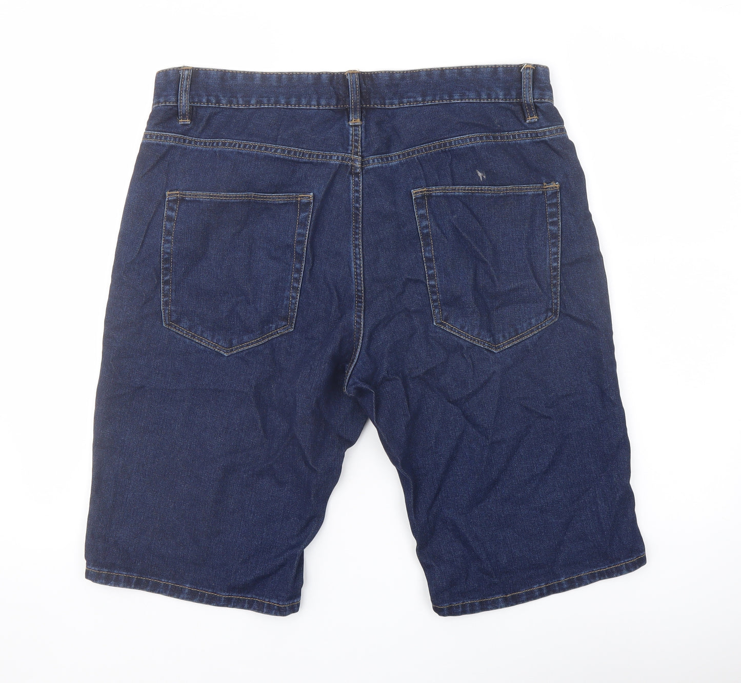 Easy Mens Blue Cotton Bermuda Shorts Size 34 in L12 in Regular Button