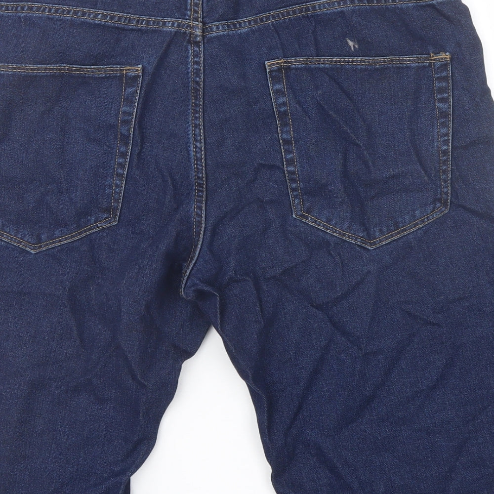 Easy Mens Blue Cotton Bermuda Shorts Size 34 in L12 in Regular Button