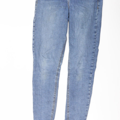 Topshop Womens Blue Cotton Skinny Jeans Size 24 in L25 in Regular Button