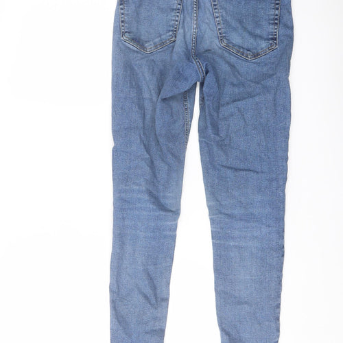 Topshop Womens Blue Cotton Skinny Jeans Size 24 in L25 in Regular Button