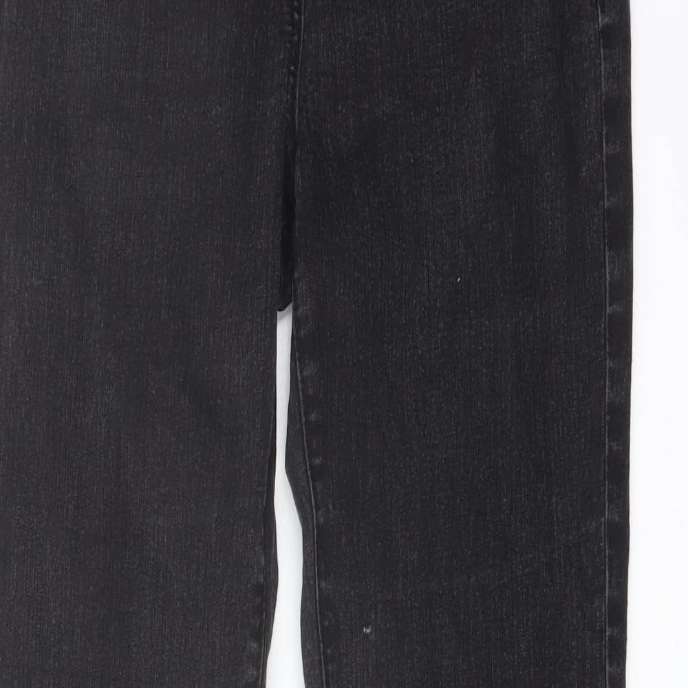 TU Womens Black Cotton Straight Jeans Size 12 L30 in Regular Button