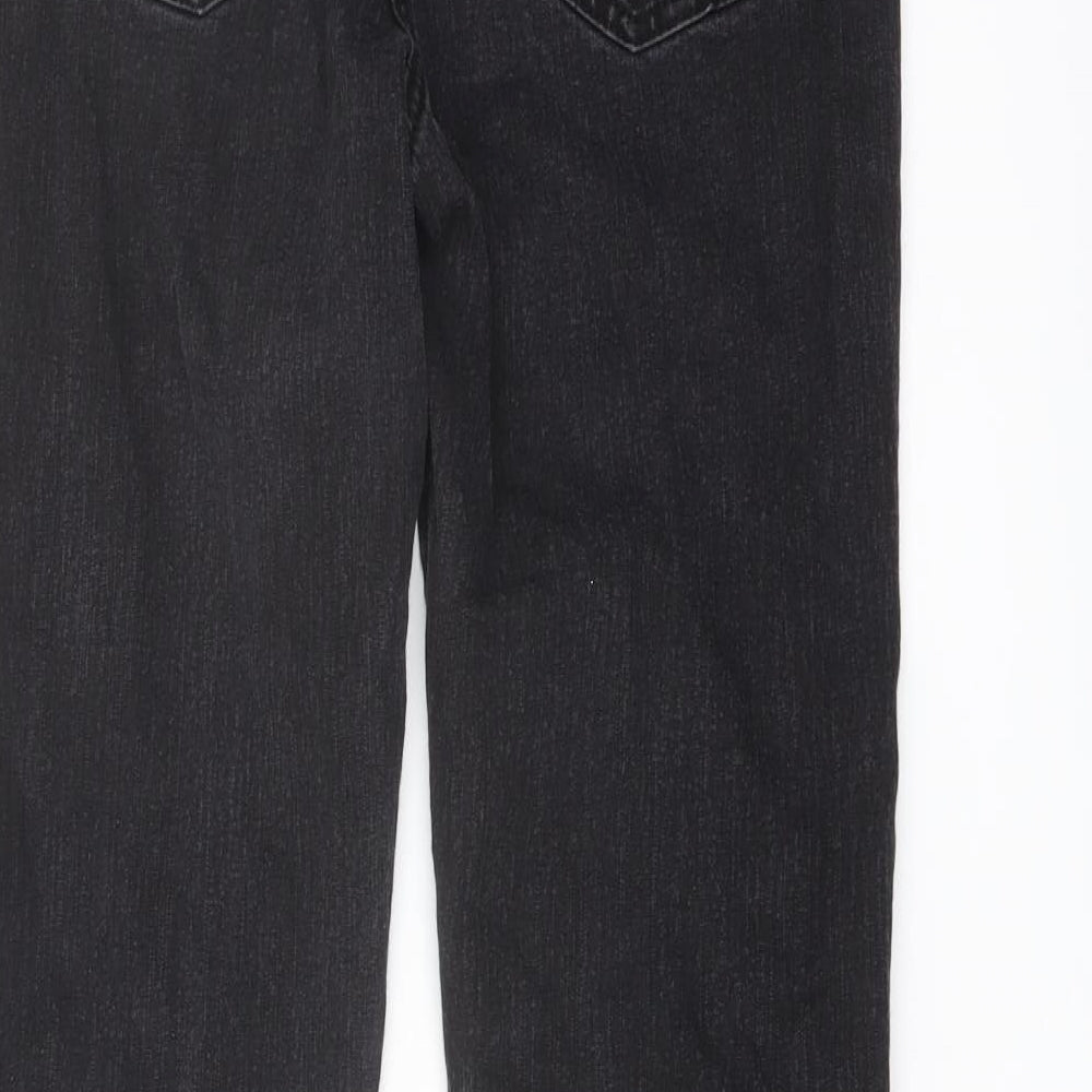 TU Womens Black Cotton Straight Jeans Size 12 L30 in Regular Button