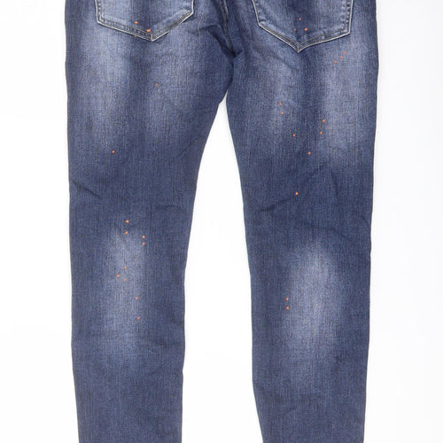 Kings Will Denim Mens Blue Cotton Skinny Jeans Size 28 in L29 in Regular Button